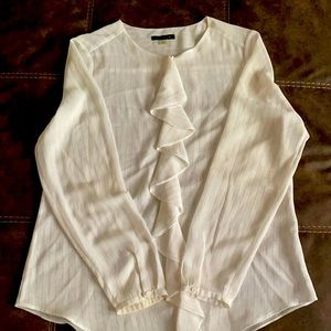 White blouse with gold stripes
